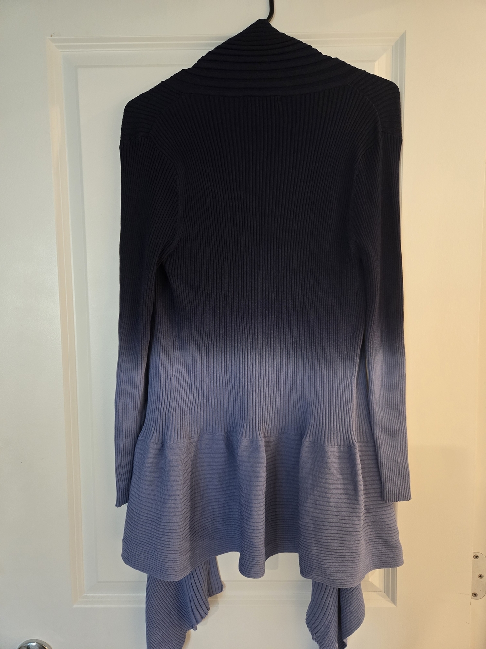 Belldini Ribbed Navy Blue Open-Front Waterfall Cardigan - Picture 2 of 2
